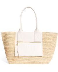 Ganni - Medium Raffia-Leather Tote Bag - Lyst