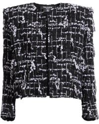 Balmain - Frayed Tweed Cropped Jacket - Lyst