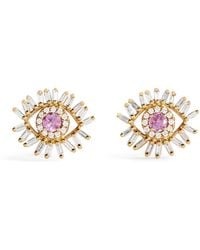 Suzanne Kalan - Diamond And Sapphire Mini Evil Eye Stud Earrings - Lyst