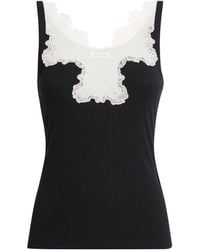 Sandro - Ribbed Lace-Trim Tank Top - Lyst