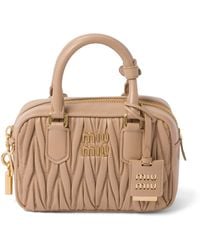 Miu Miu - Small Matelassé Leather Arcadie Top-Handle Bag - Lyst