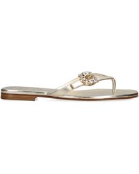 Roger Vivier - Metallic Leather Embellished Sandals - Lyst