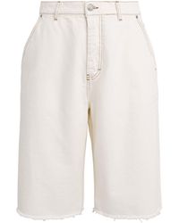 Ami Paris - Contrast-Stitch Oversized Denim Shorts - Lyst