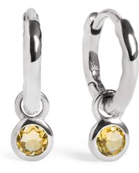 Monica Vinader - Sterling And Citrine November Birthstone Huggie Earrings - Lyst