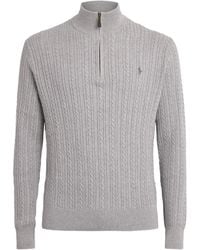 Polo Ralph Lauren - Cotton Cable-Knit Quarter-Zip Sweater - Lyst