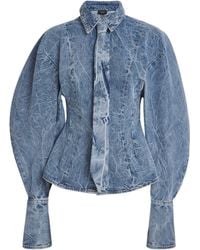 A.W.A.K.E. MODE - Tie-Detail Denim Shirt - Lyst