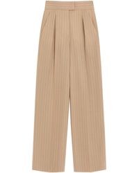 Valentino - Wool Pinstripe Wide-Leg Trousers - Lyst