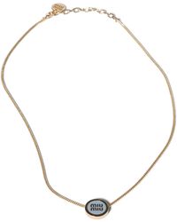 Miu Miu - Enamel Logo Necklace - Lyst