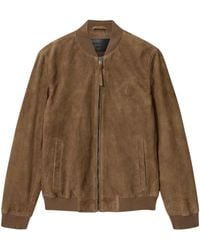 AllSaints - Suede Morten Bomber Jacket - Lyst