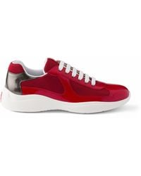 Prada - Patent Leather-Mesh America's Cup Sneakers - Lyst