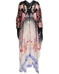 Meng - Silk-satin Floral Kaftan Dress - Lyst