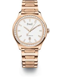 Piaget - Rose Gold And Diamond Polo Date Watch 36mm - Lyst