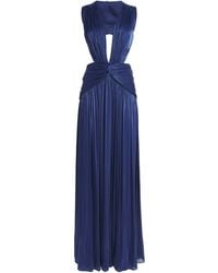 Costarellos - Pleated Cut-Out Georgette Gown - Lyst