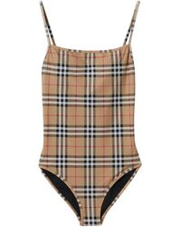 Burberry - Check Swimsuit - Lyst