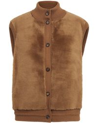 Lafayette 148 New York - Shearling-Camel Hair Quilted Gilet - Lyst