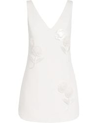 Self-Portrait - Embellished Crepe Floral Mini Dress - Lyst