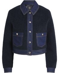 Maje - Bouclé Denim-Trim Jacket - Lyst