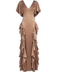 Gabriela Hearst - Silk Satin Ruffled Spiral Maxi Dress - Lyst
