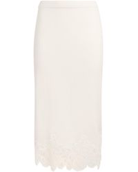 Fabiana Filippi - Wool-Silk-Cashmere Lace-Trim Midi Skirt - Lyst