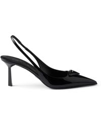 Prada - Patent Leather Slingback Pumps - Lyst