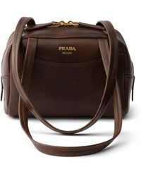 Prada - Mini Antique Leather Carry Top-Handle Bag - Lyst