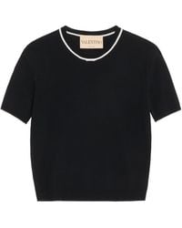 Valentino - Virgin Wool Short-Sleeve Sweater - Lyst