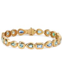 Azlee - Emerald And Sapphire Staircase Bracelet - Lyst