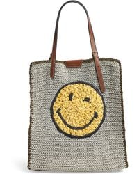 Anya Hindmarch - Raffia Wink Face Tote Bag - Lyst