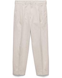 Prada - Cotton Wide-Leg Trousers - Lyst