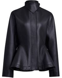 Alaïa - Lambskin Peplum Leather Jacket - Lyst