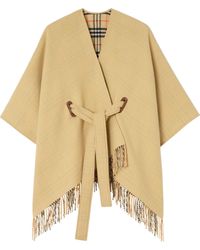 Burberry - Wool Fringed Cape - Lyst