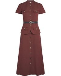 Self-Portrait - Peplum-Waist Midi Shirt Dress - Lyst