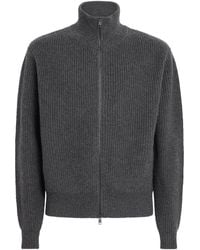 Yves Salomon - Wool-Cashmere Ribbed High-Neck Cardigan - Lyst