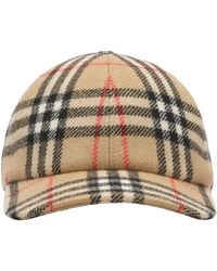 Burberry - Wool Check Baseball Cap - Lyst