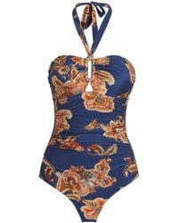 Zimmermann - Floral Aster Halterneck Swimsuit - Lyst