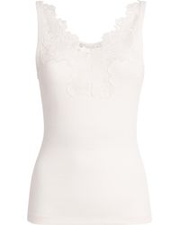 Sandro - Ribbed Lace-Trim Tank Top - Lyst