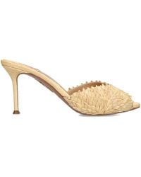 Aquazzura - Raffia Rio Flirt Heeled Mules 75 - Lyst