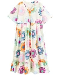 Chinti & Parker - Cotton Floral Print V-neck Dress - Lyst