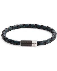 Tateossian - Braided Leather Carbon Pop Bracelet - Lyst