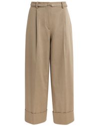 Sandro - Cotton-Blend Wide Pleated Trousers - Lyst