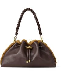 Jimmy Choo - Leather Shearling-Trim Bon Bon Shoulder Bag - Lyst