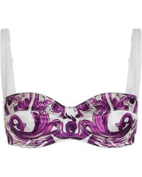 Dolce & Gabbana - Silk-Blend Majolica Print Bra Top - Lyst