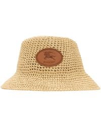 Burberry - Raffia-Effect Knight Stamp Bucket Hat - Lyst