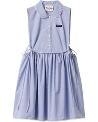 Miu Miu - Gingham Check Mini Dress - Lyst