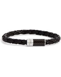 Tateossian - Leather Carbon Pop Braided Bracelet - Lyst
