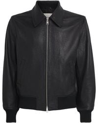 Ami Paris - Leather Collared Bomber Jacket - Lyst