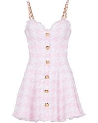 Balmain - Tweed Houndstooth Mini Dress - Lyst