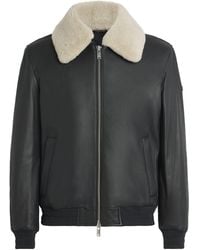 Moose Knuckles - Shearling-Trim Leather Bomber Jacket - Lyst