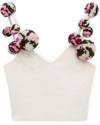 Loewe - X Paula's Ibiza Cotton-Blend Floral Pom-Pom Top - Lyst