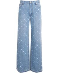 Sandro - Embellished Wide-Leg Jeans - Lyst